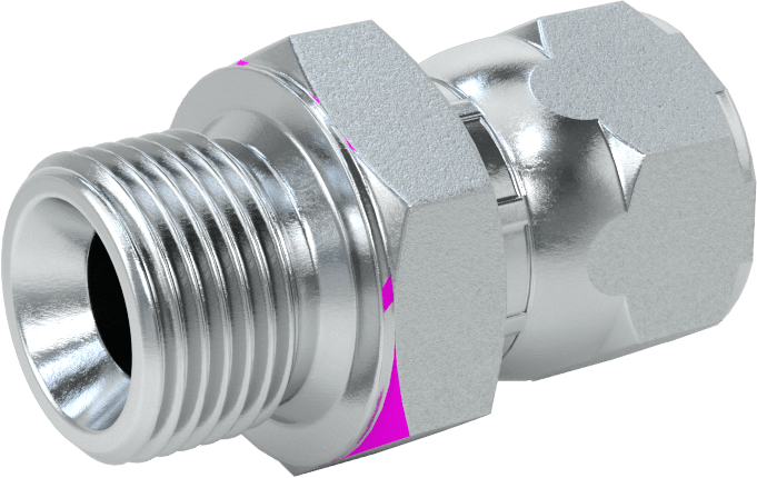 Hidrolik Sıvı için Çinko Kaplı Çelik Hortum Bağlantı Elemanı, 3/8 BSPP Erkek x 9/16"-18 Dişi 37 Derece Genişletilmiş Boru