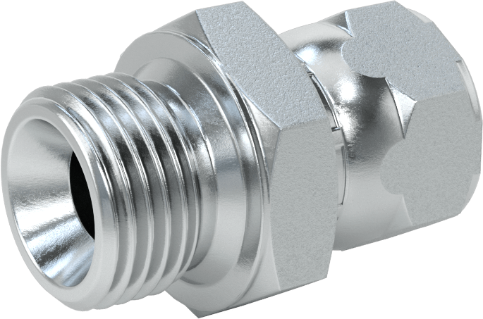Hidrolik Sıvı için Çinko Kaplı Çelik Hortum Bağlantı Elemanı, 1/2 BSPP Erkek x 3/4"-16 Dişi 37 Derece Genişletilmiş Boru