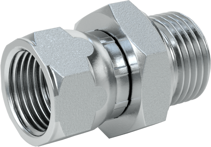 Hidrolik Sıvı için Çinko Kaplı Çelik Hortum Bağlantı Elemanı, 1/2 BSPP Erkek x 3/4"-16 Dişi 37 Derece Genişletilmiş Boru