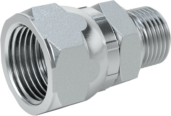 Hidrolik Sıvı için Çinko Kaplı Çelik Hortum Bağlantı Elemanı, 1/2 BSPP Erkek x 1-1/16"-12 Dişi 37 Derece Konik Boru
