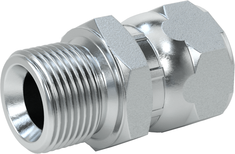 Hidrolik Sıvı için Çinko Kaplı Çelik Hortum Bağlantı Elemanı, 3/4 BSPP Erkek x 1-1/16"-12 Dişi 37 Derece Genişletilmiş Boru