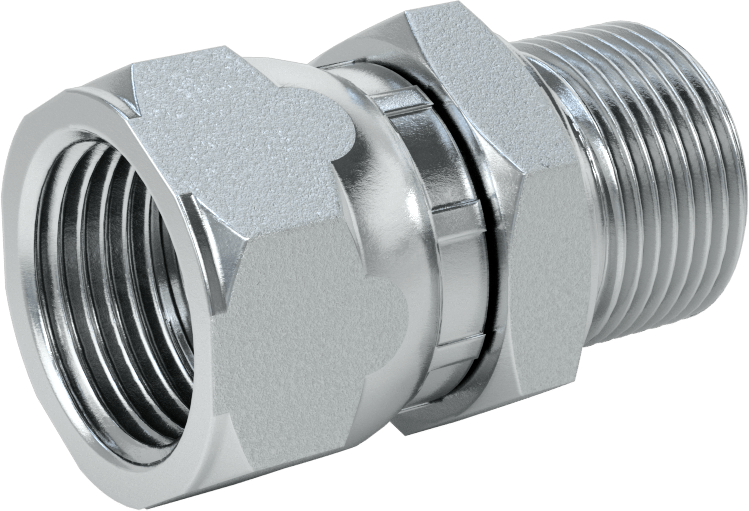 Hidrolik Sıvı için Çinko Kaplı Çelik Hortum Bağlantı Elemanı, 3/4 BSPP Erkek x 1-1/16"-12 Dişi 37 Derece Genişletilmiş Boru
