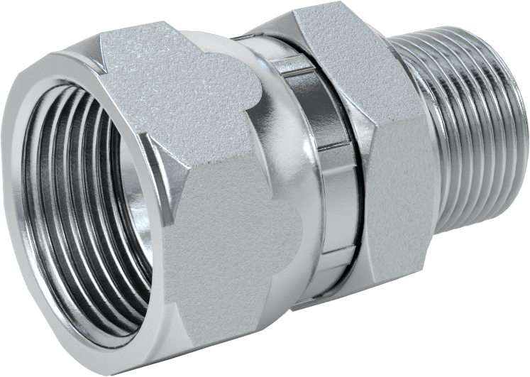 Hidrolik Sıvı için Çinko Kaplı Çelik Hortum Bağlantı Elemanı, 3/4 BSPP Erkek x 1-5/16"-12 Dişi 37 Derece Genişletilmiş Boru
