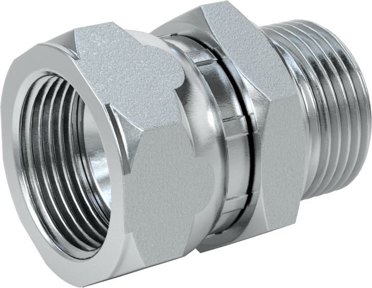 Hidrolik Sıvı için Çinko Kaplı Çelik Hortum Bağlantı Elemanı, 1 BSPP Erkek x 1-5/16"-12 Dişi 37 Derece Genişletilmiş Boru