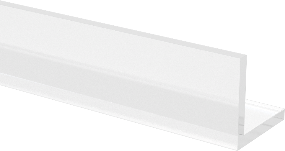 Şeffaf Kimyasal Dayanıklı PVC 90 Derece Açı, 1-1/2“ x 1-1/2” Dış Boyut, 3/16" Duvar Kalınlığı, 10' Uzunluk