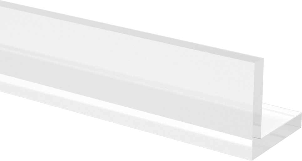 Şeffaf Kimyasal Dayanıklı PVC 90 Derece Açı, 1-1/2“ x 1-1/2” Dış Boyut, 1/4" Duvar Kalınlığı, 10' Uzunluk