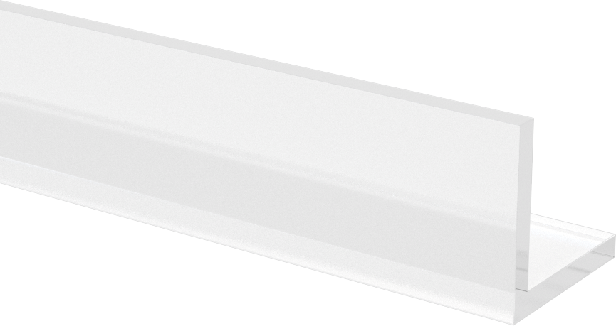 Şeffaf Kimyasal Dayanıklı PVC 90 Derece Açı, 1“ x 1” Dış Boyut, 5 Fit Uzunluk