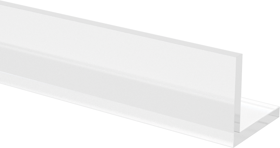 Şeffaf Kimyasal Dayanıklı PVC 90 Derece Açı, 1-1/2“ x 1-1/2” Dış Boyut, 3/16" Duvar Kalınlığı, 5' Uzunluk