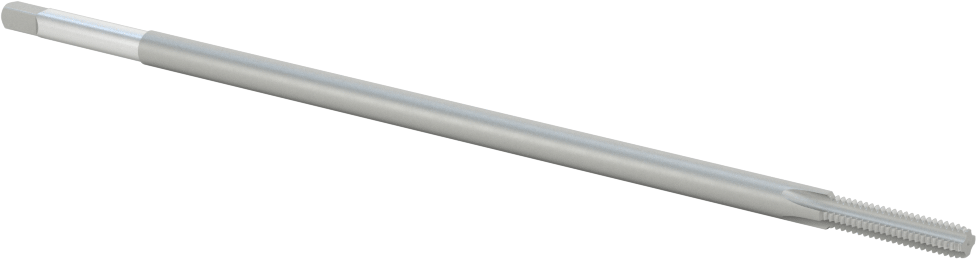 Uzun Menzilli Kılavuz, Kaplamasız Yüksek Hızlı Çelik, Alt Kenar Pahı, 8-32 Boyut x 3/4" Uzun Dişli