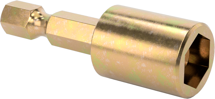Bağlantı Elemanı Tutucu Somun Anahtarı Ucu, Darbe Tornavidaları için, 1/4" Altıgen Şaft, 3/8" Boyut