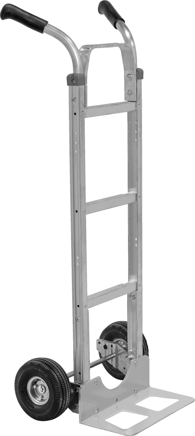 Alüminyum El Arabası, Pnömatik Tekerlekler, Çift Saplı, 14“ x 7,5” Açık Yük Plakası