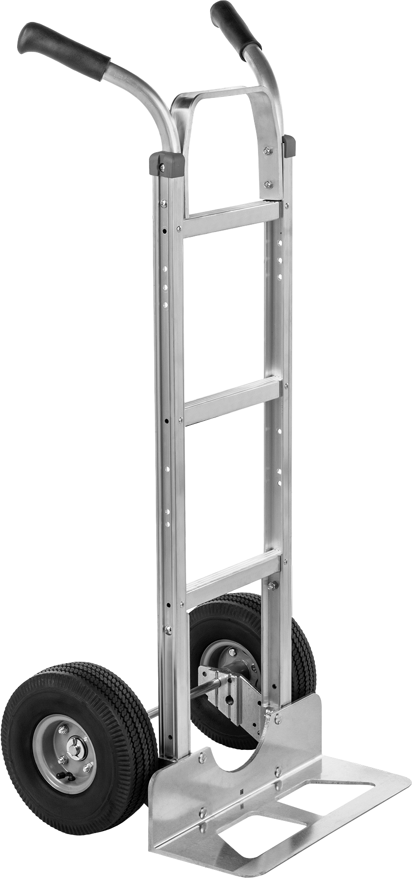 Alüminyum El Arabası, Pnömatik Tekerlekler, Çift Saplı, 18“ x 7,5” Açık Yük Plakası