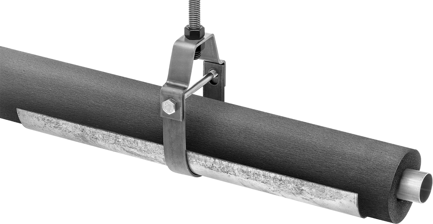 Döngü Askıları için Yapıştırıcılı Boru Tutucu, Galvanizli Çelik, 6-1/8" ID