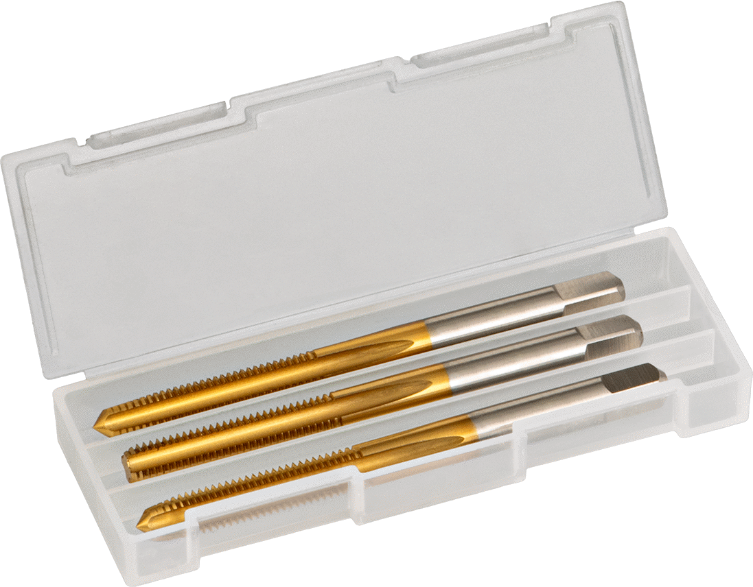TiN Kaplamalı Yüksek Hızlı Çelik Kılavuz, 3 Parçalı Set, 4-40 Kılavuz Boyutu