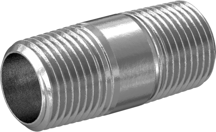 Yüksek Basınçlı Krom Kaplı Pirinç Boru Bağlantı Elemanı, Nipple, Her İki Ucu Dişli, 3/8 Boru Boyutu, 1-1/2" Uzunluk