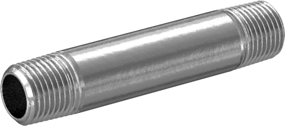 Yüksek Basınçlı Krom Kaplı Pirinç Boru Bağlantı Elemanı, Nipple, Her İki Ucu Dişli, 1/8 Boru Boyutu, 2" Uzunluk
