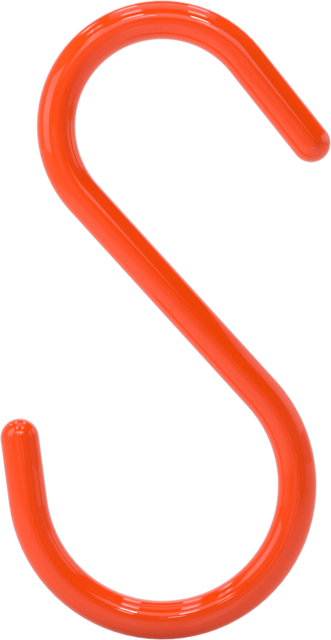 PVC Plastik Kaplı Çelik Yönlendirme S-Kancası, 4" Maksimum Demet Çapı için, Turuncu
