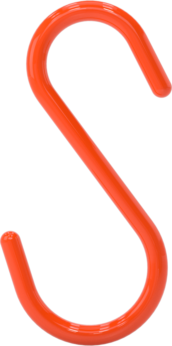 PVC Plastik Kaplı Çelik Yönlendirme S-Kancası, 3" Maksimum Demet Çapı için, Turuncu