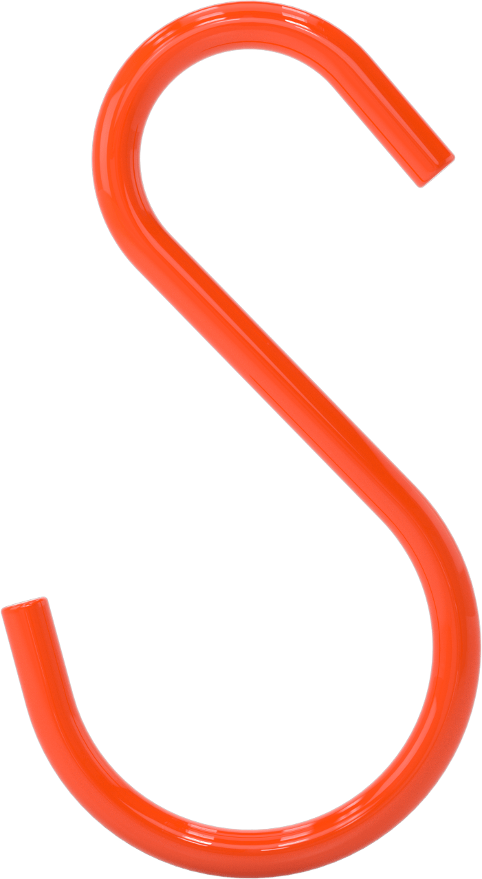 PVC Plastik Kaplı Çelik Yönlendirme S-Kancası, 5" Maksimum Demet Çapı için, Turuncu