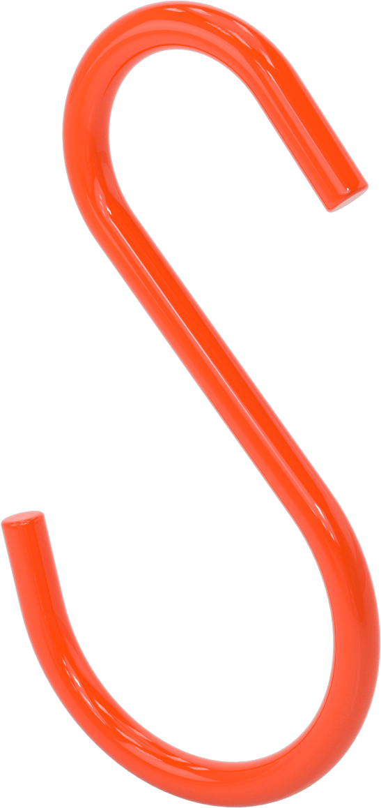 PVC Plastik Kaplı Çelik Yönlendirme S-Kancası, 5" Maksimum Demet Çapı için, Turuncu