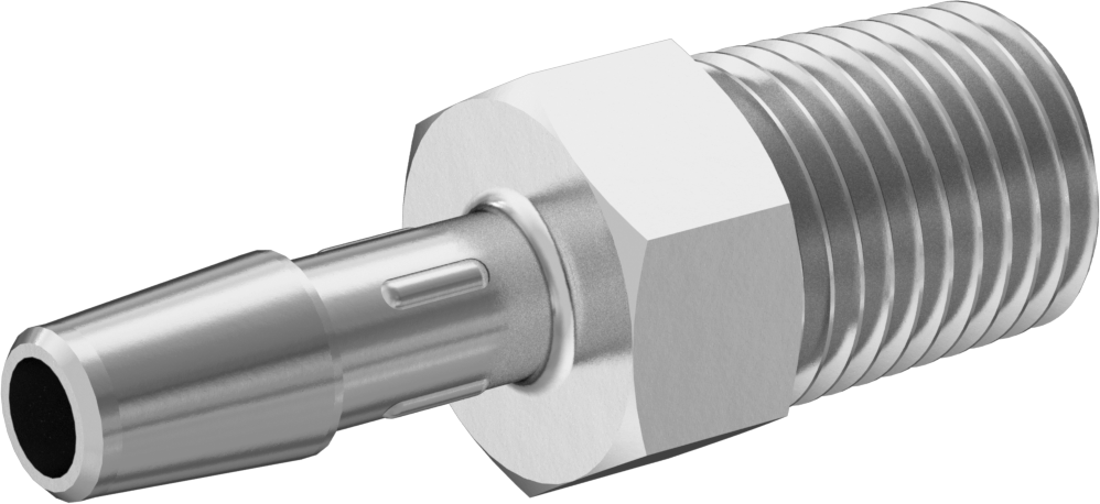 Plastik ve Kauçuk Borular için Dikenli Bağlantı Parçası, Benzinle Kullanım, 1/4" Boru İç Çapı x 1/4 NPT Erkek için