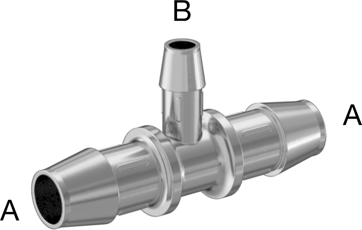 Plastik ve Kauçuk Borular için Dikenli Bağlantı Parçası, Benzinle Kullanım, T Redüktör, 1/2“ x 5/16” Boru İç Çapı için