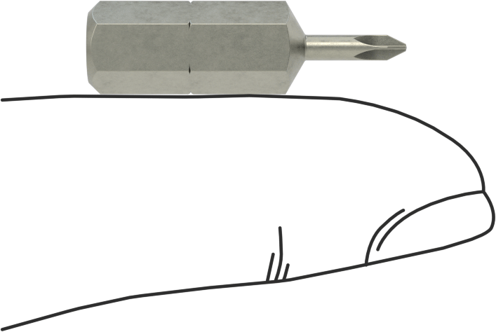 JIS Bit, 1/4" Altıgen Şaft, 00 Numaralı Boyut, 1" Toplam Uzunluk