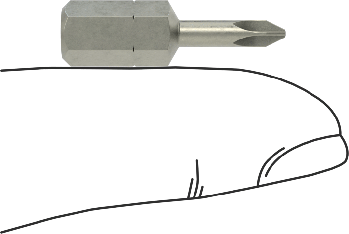 JIS Bit, 1/4" Altıgen Şaft, 0 Numaralı Boyut, 1" Toplam Uzunluk