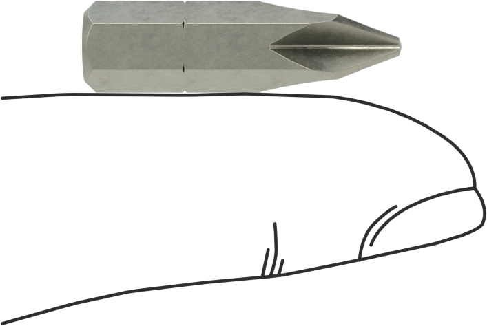 JIS Bit, 1/4" Altıgen Şaft, 1 Numaralı Boyut, 1" Toplam Uzunluk