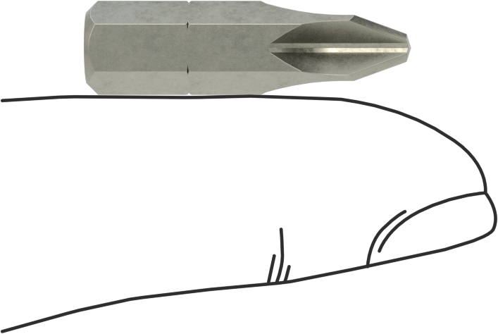 JIS Bit, 1/4" Altıgen Şaft, Numara 2 Boyut, 1" Toplam Uzunluk