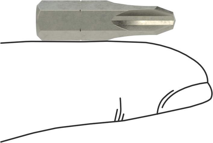 JIS Bit, 1/4" Altıgen Şaft, 3 Boyutu, 1" Toplam Uzunluk