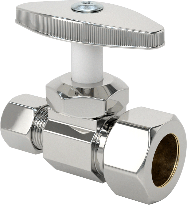 Sıhhi Tesisat Armatürleri için Kesme Vanası, 5/8“ OD Girişli ve 3/8” OD Çıkışlı Düz