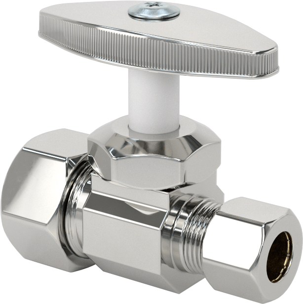 Sıhhi Tesisat Armatürleri için Kesme Vanası, 5/8“ OD Girişli ve 3/8” OD Çıkışlı Düz