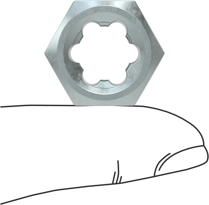 Diş Onarım Kalıbı Somunu, Dar alanlar için, 1/2"-13 UNC Sağ Diş