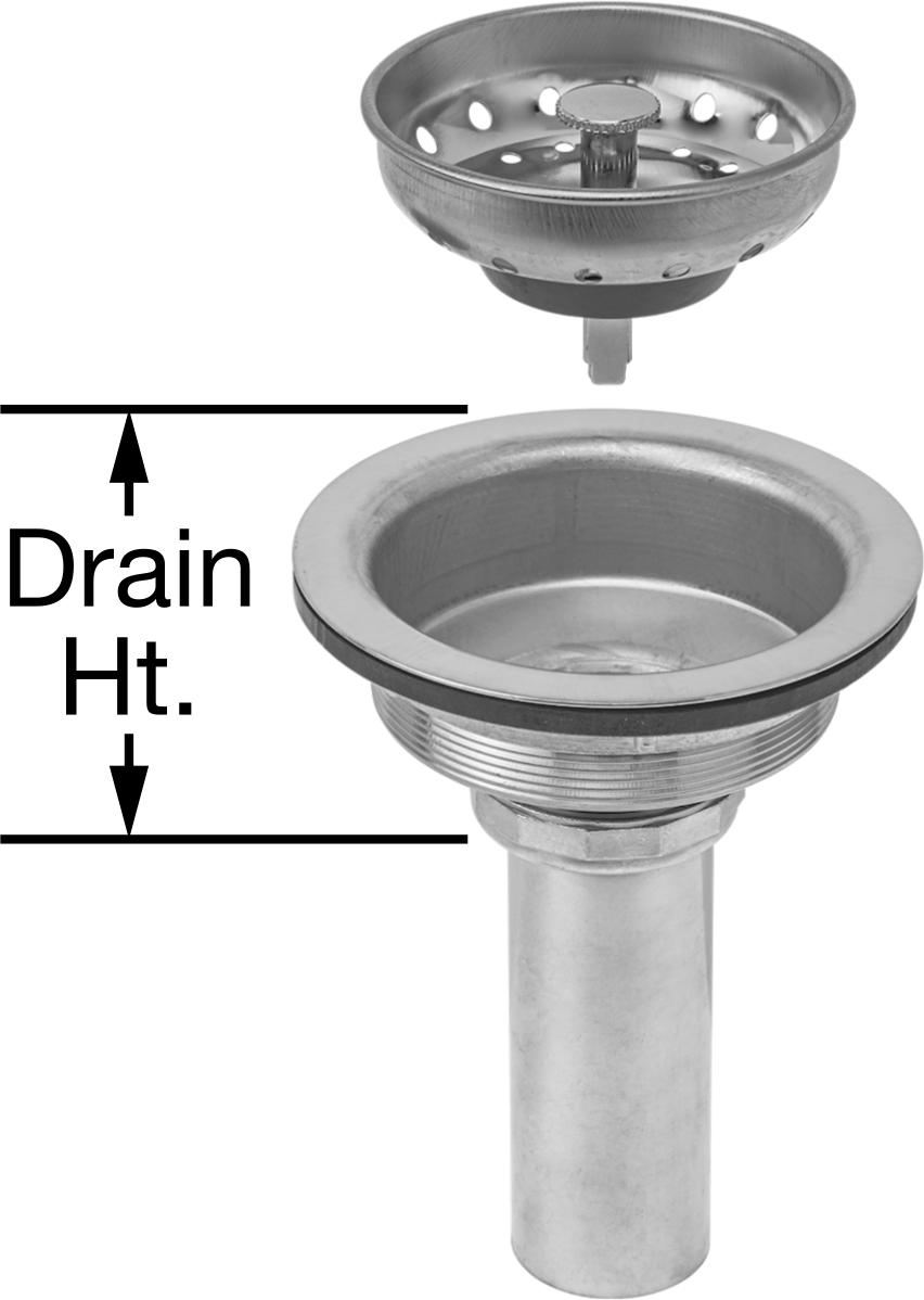 Lavabo Tahliyesi, Süzgeç ile, Paslanmaz Çelik, 3-1/2“ ila 4” Açıklık Çapı için, 2-1/2" Yükseklik