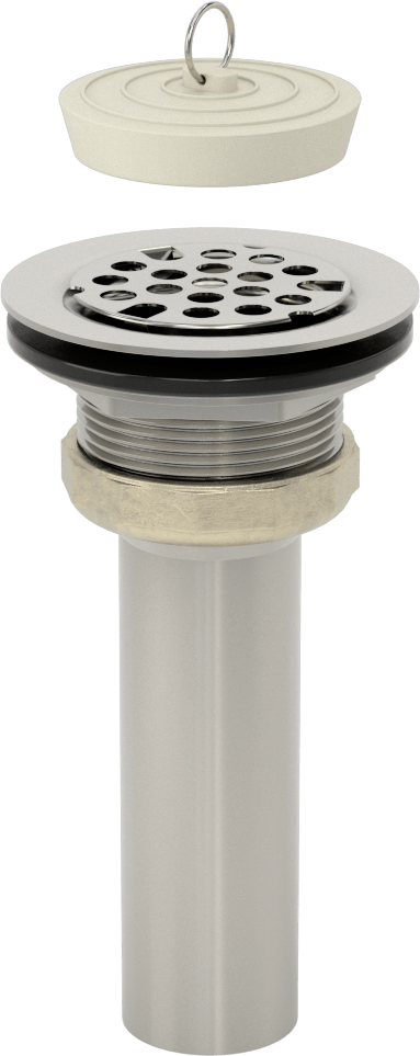 Delikli Süzgeçli Lavabo Tahliye, 2“ ila 2-1/2” Açıklık Çapı için, 1-1/4“ Dış Çap x 4” Uzunluk Tailpc
