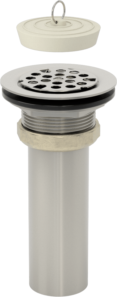 Delikli Süzgeçli Lavabo Tahliye, 2“ ila 2-1/2” Açıklık Çapı için, 1-1/2“ Dış Çap x 4” Uzunluklu Uç Parçası