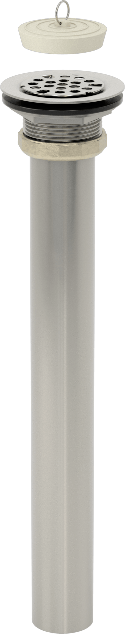 Delikli Süzgeçli Lavabo Tahliye, 2“ ila 2-1/2” Açıklık Çapı için, 1-1/2“ Dış Çap x 12” Uzunlukta Kuyruk Parçası