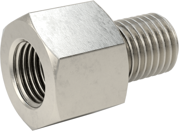 Minyatür Orta Basınçlı 303 Paslanmaz Çelik Boru Bağlantı Parçası, Adaptör, 1/8 NPT Dişi x M10 x 1,25 mm Erkek