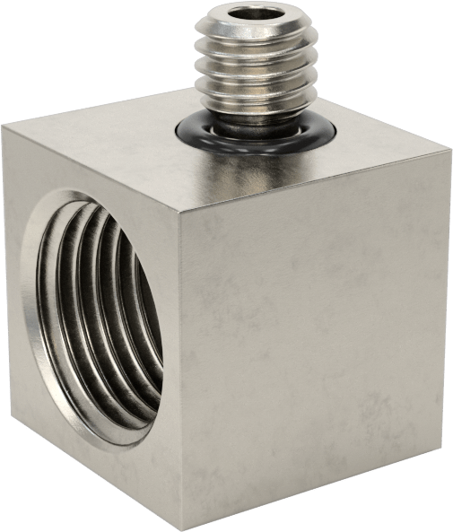 Minyatür Orta Basınçlı 303 Paslanmaz Çelik Boru Bağlantı Parçası, 90 Derece Adaptör, 1/8 NPT Dişi x 10-32 UN/UNF Erkek