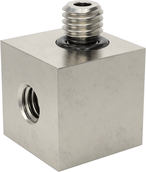 Minyatür Orta Basınçlı 303 Paslanmaz Çelik Boru Bağlantı Parçası, 90 Derece Adaptör, 10-32 Dişi x M5 x 0,8 mm Erkek