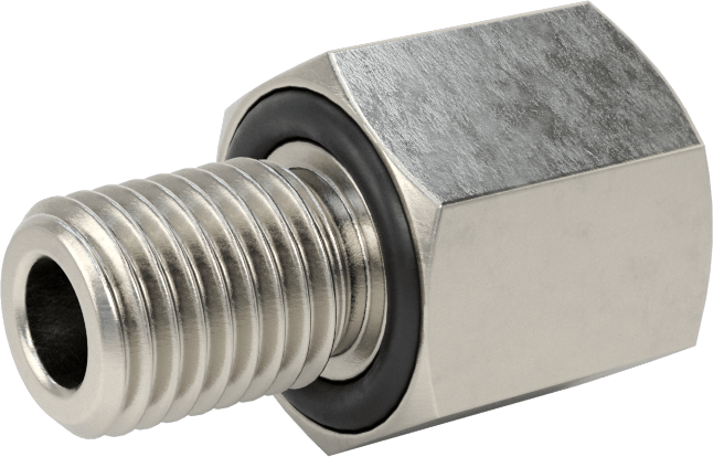Minyatür Orta Basınçlı 303 Paslanmaz Çelik Boru Bağlantı Parçası, Adaptör, 1/4 NPT Dişi x M10 x 1,25 mm Erkek