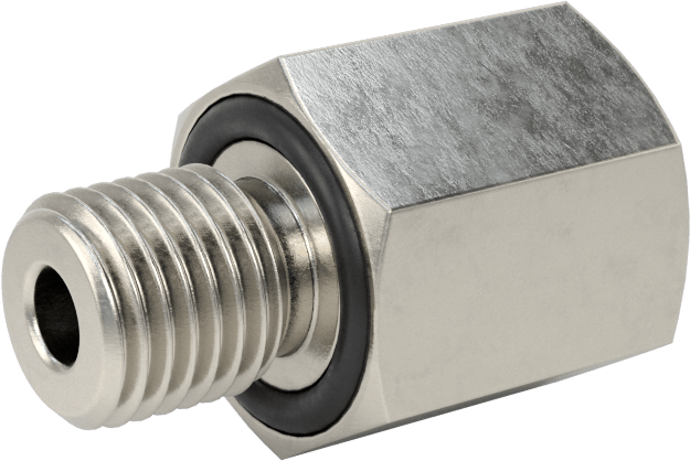 Minyatür Orta Basınçlı 303 Paslanmaz Çelik Boru Bağlantı Parçası, Düz Adaptör, 1/16 NPT Dişi x 1/16 BSPP Erkek