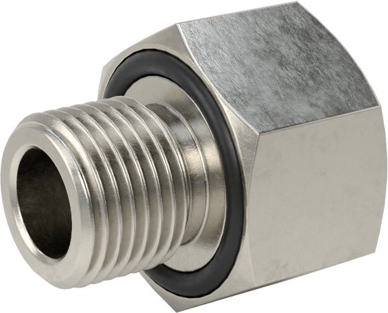 Minyatür Orta Basınçlı 303 Paslanmaz Çelik Boru Bağlantı Parçası, Düz Adaptör, 1/8 NPT Dişi x 1/8 BSPP Erkek