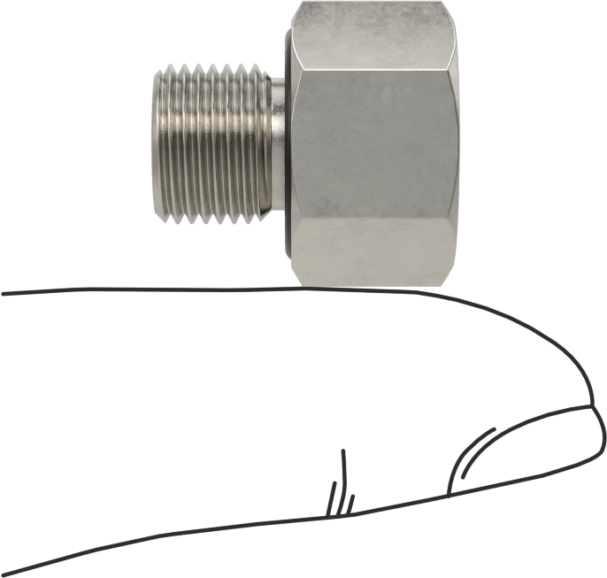 Minyatür Orta Basınçlı 303 Paslanmaz Çelik Boru Bağlantı Parçası, Düz Adaptör, 1/8 NPT Dişi x 1/8 BSPP Erkek