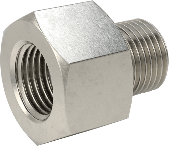 Minyatür Orta Basınçlı 303 Paslanmaz Çelik Boru Bağlantı Parçası, Düz Adaptör, 1/8 NPT Dişi x 1/8 BSPP Erkek