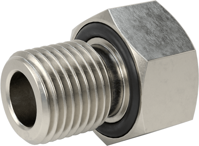Minyatür Orta Basınçlı 303 Paslanmaz Çelik Boru Bağlantı Parçası, Düz Adaptör, 1/4 NPT Dişi x 1/4 BSPP Erkek
