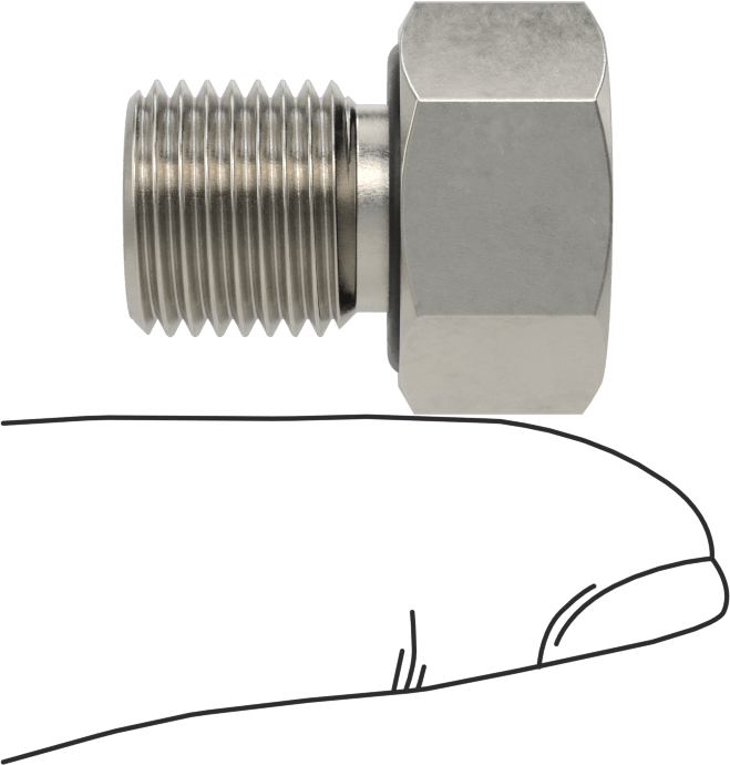 Minyatür Orta Basınçlı 303 Paslanmaz Çelik Boru Bağlantı Parçası, Düz Adaptör, 1/4 NPT Dişi x 1/4 BSPP Erkek