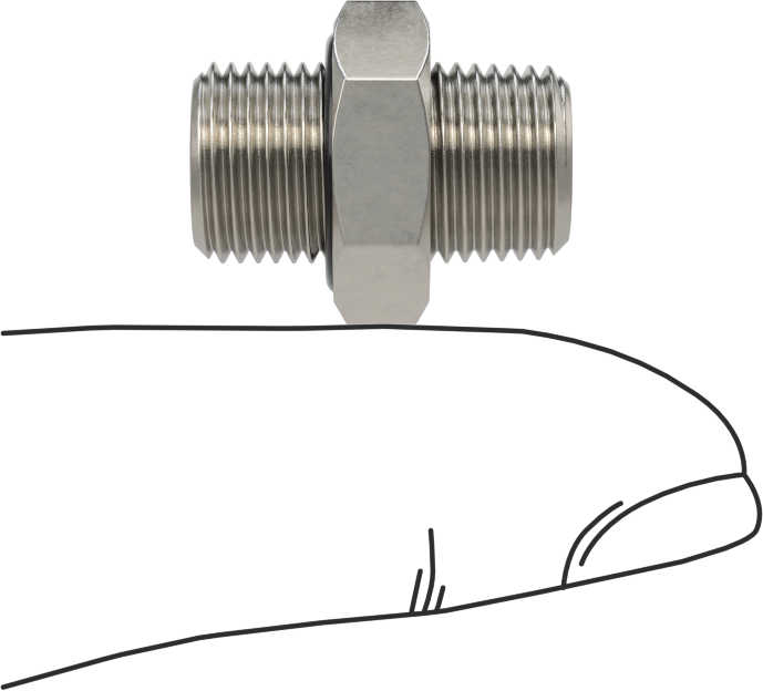 Minyatür Orta Basınçlı 303 Paslanmaz Çelik Boru Bağlantı Parçası, Düz Adaptör, 1/8 NPT Erkek x 1/8 BSPP Erkek