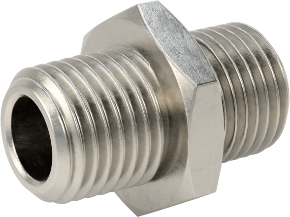 Minyatür Orta Basınçlı 303 Paslanmaz Çelik Boru Bağlantı Parçası, Düz Adaptör, 1/4 NPT Erkek x 1/4 BSPP Erkek